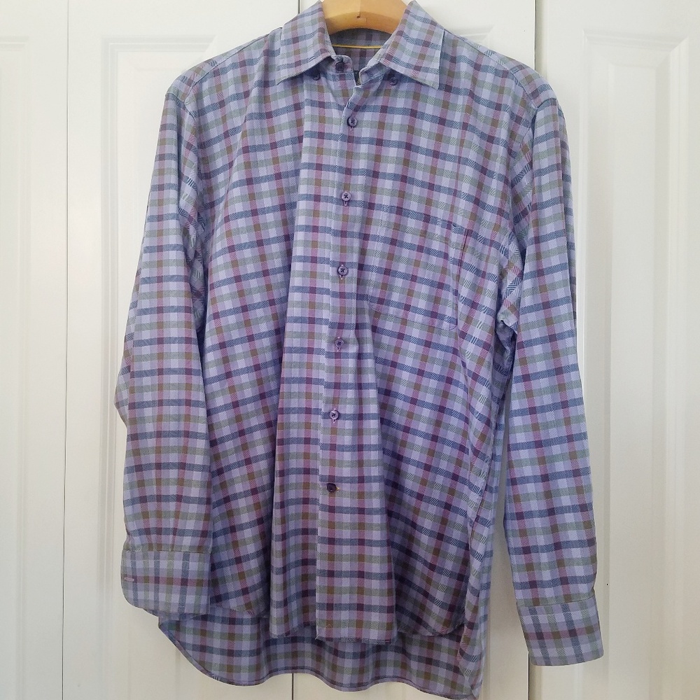 ROBERT TALBOT Lavender Plaid Shirt EUC XL